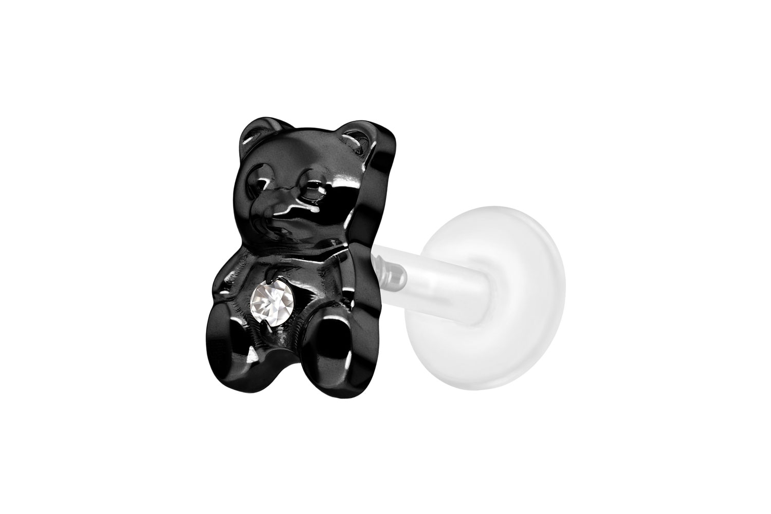 PTFE Labret Piercing mit Innengewinde + Titan-Aufsatz TEDDYBÄR